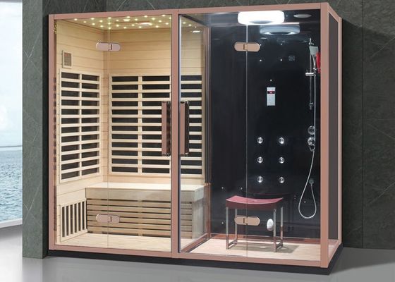 Gouden frame temperatuur verstelbare sauna stoombad met hoofd douche