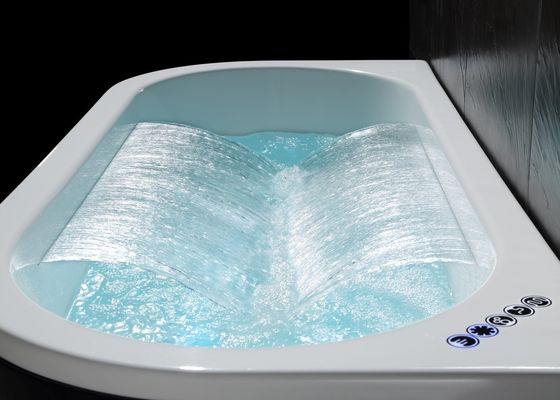 Vrijstaande dubbele waterval Led licht enkel bad in acryl