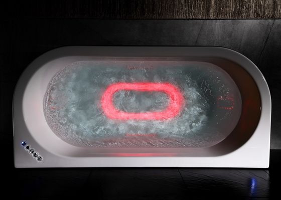 Vrijstaande dubbele waterval Led licht enkel bad in acryl