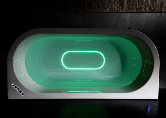 Vrijstaande dubbele waterval Led licht enkel bad in acryl