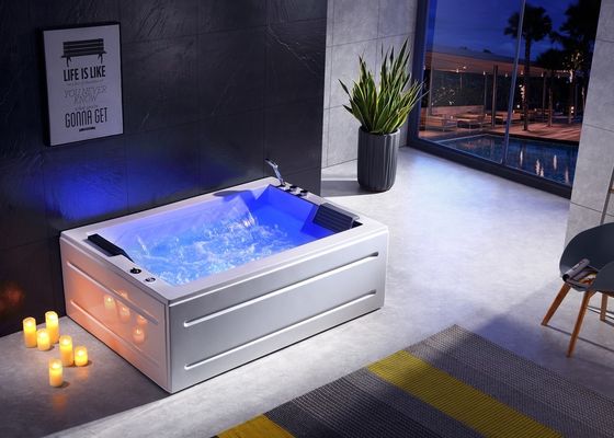 Ladodo E-8007 Tweepersoons acryl vrijstaand rechthoekig bad met dubbele waterval