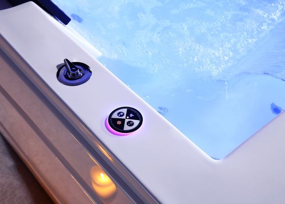 Ladodo E-8007 Tweepersoons acryl vrijstaand rechthoekig bad met dubbele waterval