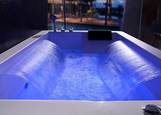 Ladodo E-8007 Tweepersoons acryl vrijstaand rechthoekig bad met dubbele waterval