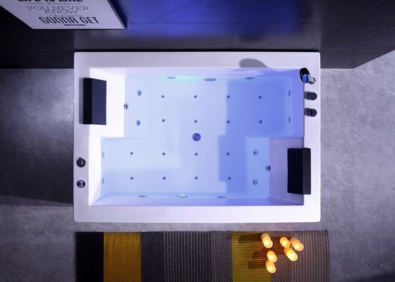 Ladodo E-8007 Tweepersoons acryl vrijstaand rechthoekig bad met dubbele waterval