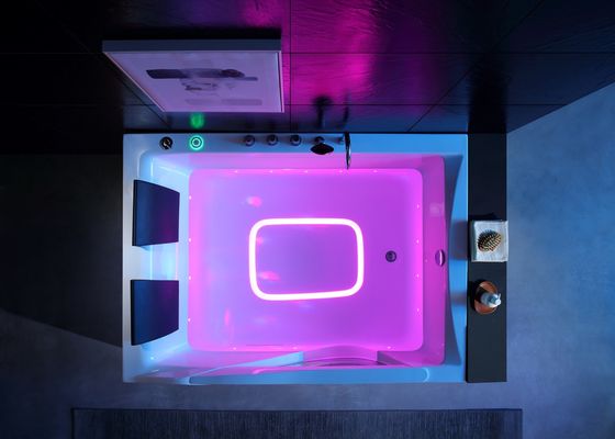 Ladodo Luxe Dubbele rechthoekige badkuip met een stuk LED-onderlicht