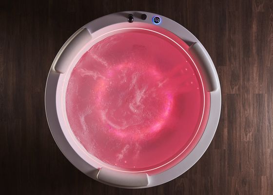 D1600mm Ronde massagebad met 2 binnen LED-strips Verborgen bubbelbad - Geschikt voor 3 personen voor kleine ruimtes